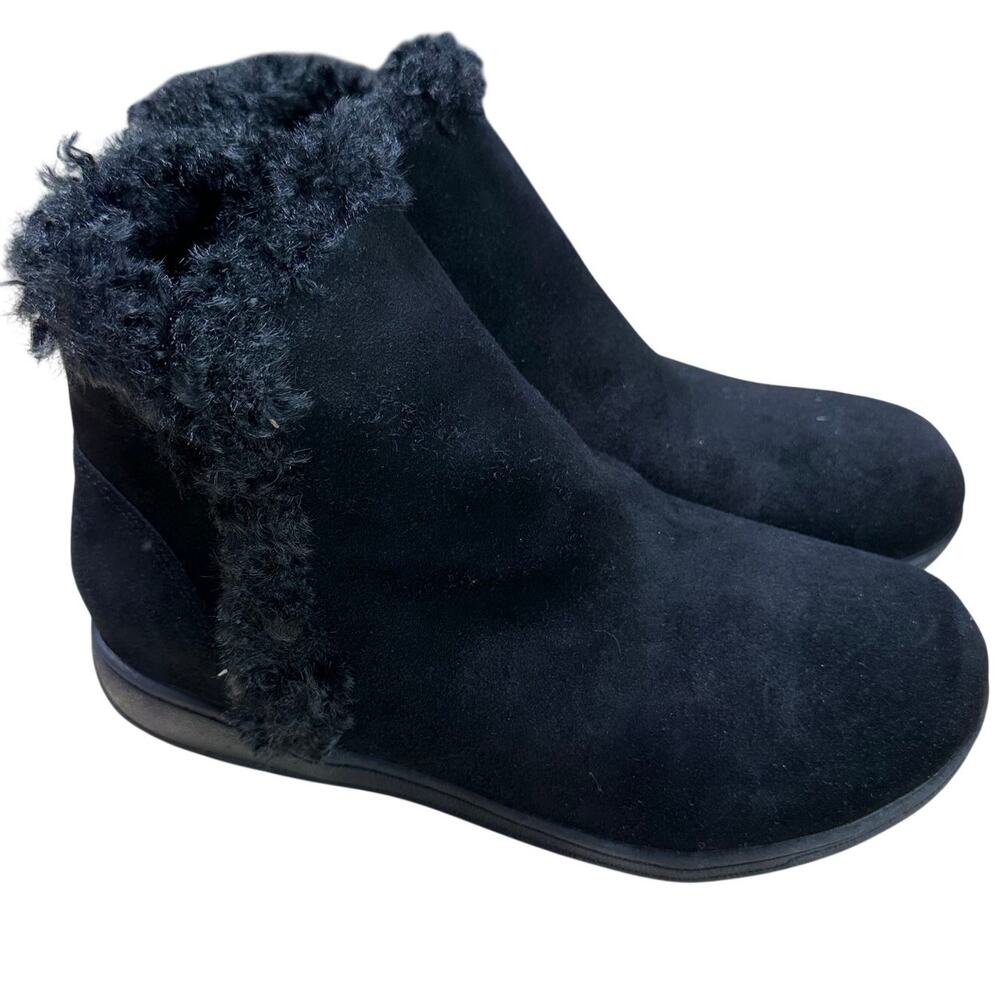 Vionic Unwind Bootie Faux Fur Black Women's Size 7 New Without Box Condition